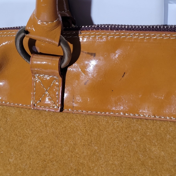 SOFIA C. Made in Italy  Leather Wool Satchel Purse Medium Size - Picture 7 of 10